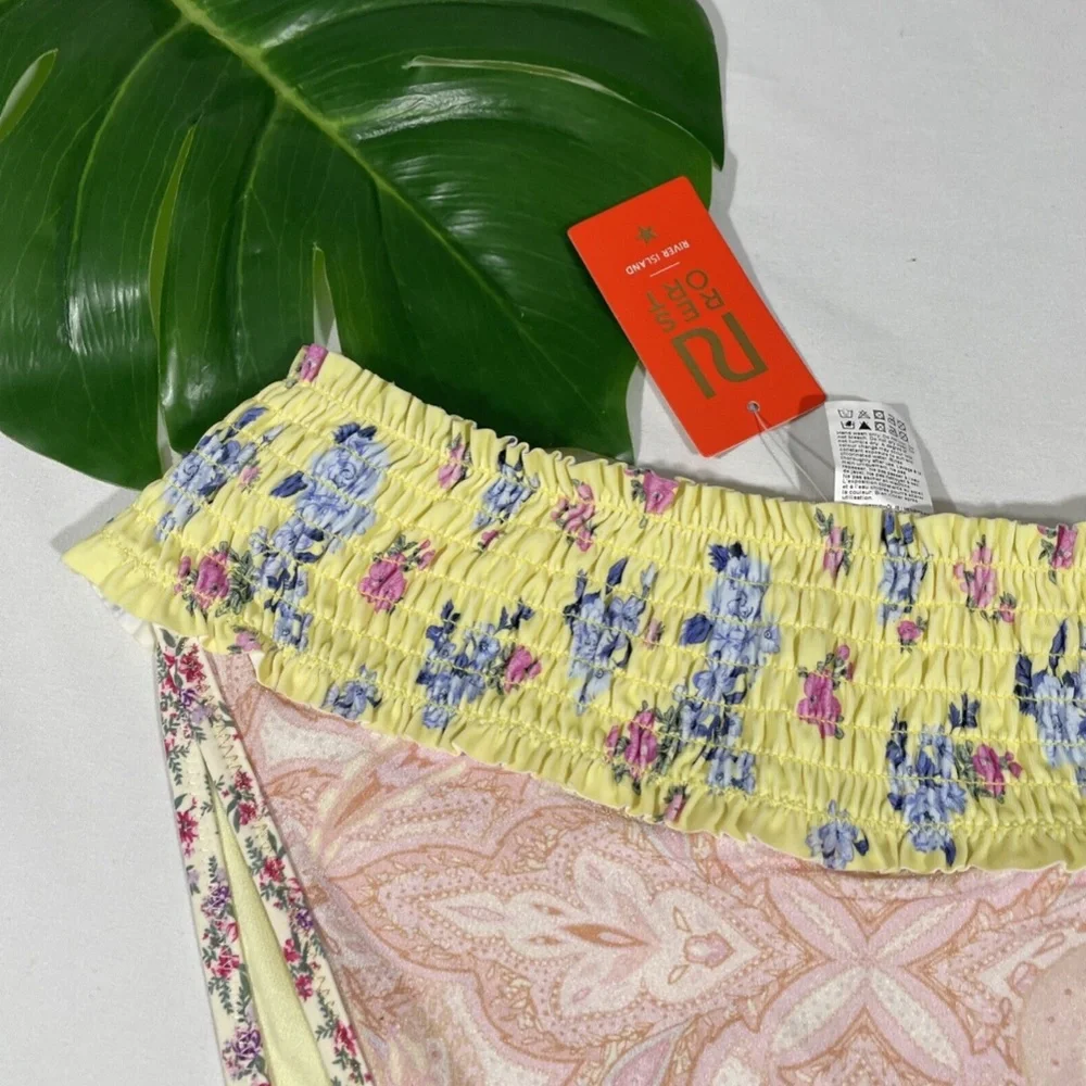 NWT River Island [ 10 US ] Mixed‎ Floral High Rise Bikini bottoms in Yellow